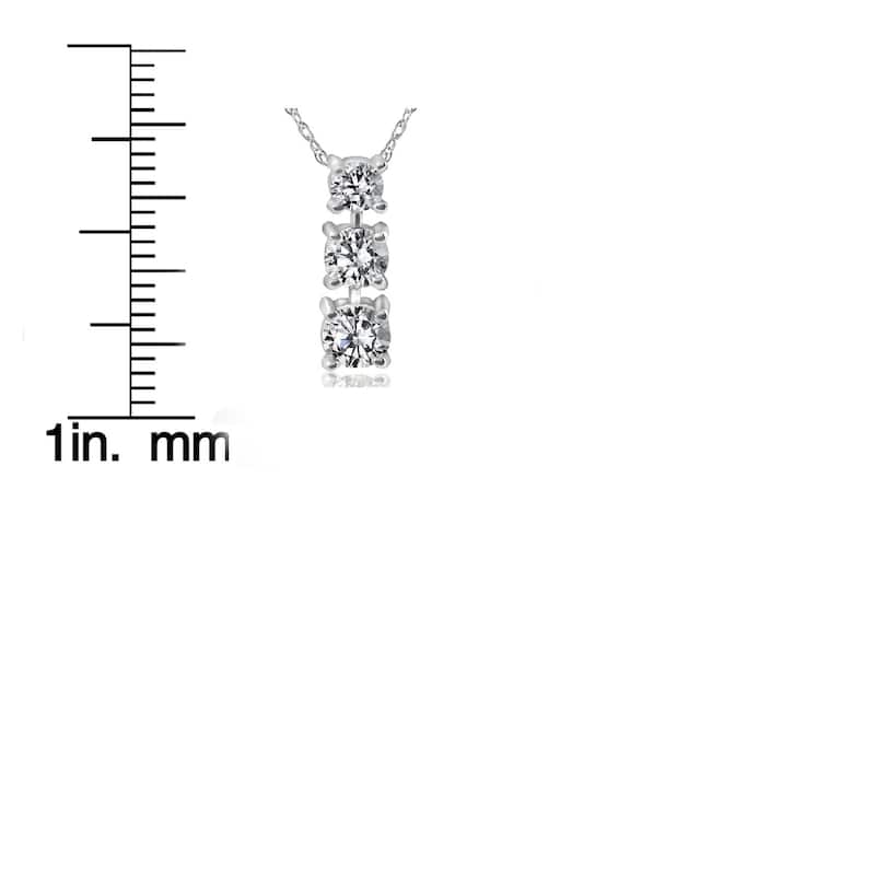 14k White Gold 1/2 ct TDW 3-Stone Diamond Pendant (I-J, I2-I3)