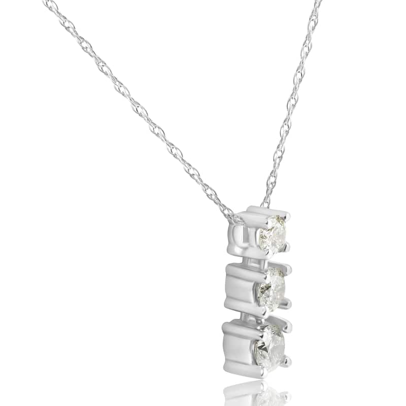 14k White Gold 1/2 ct TDW 3-Stone Diamond Pendant (I-J, I2-I3)