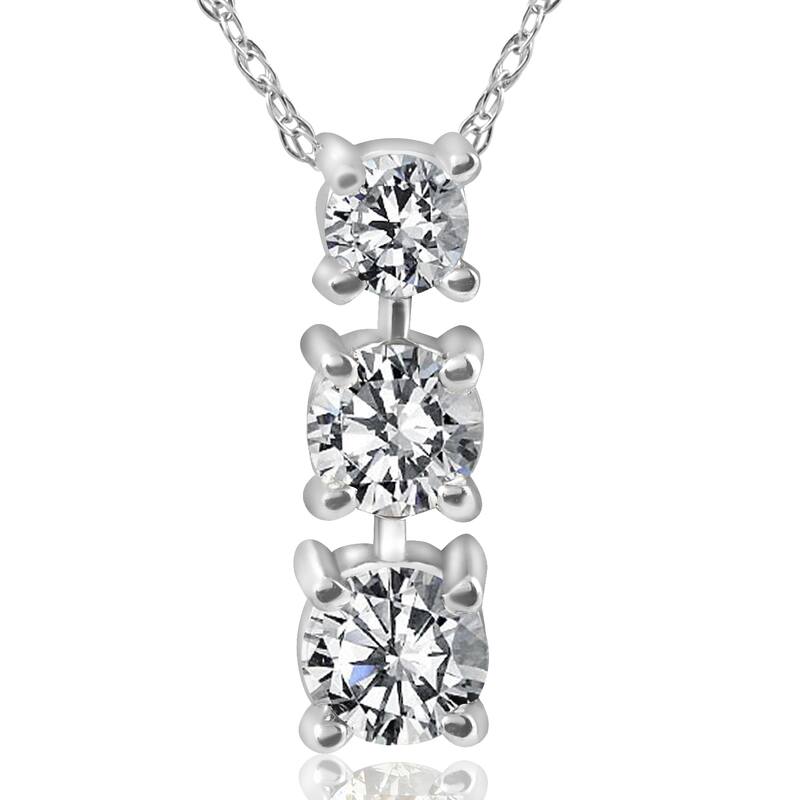 14k White Gold 1/2 ct TDW 3-Stone Diamond Pendant (I-J, I2-I3)