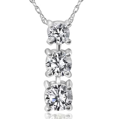 14k White Gold 1/2 ct TDW 3-Stone Diamond Pendant (I-J, I2-I3)