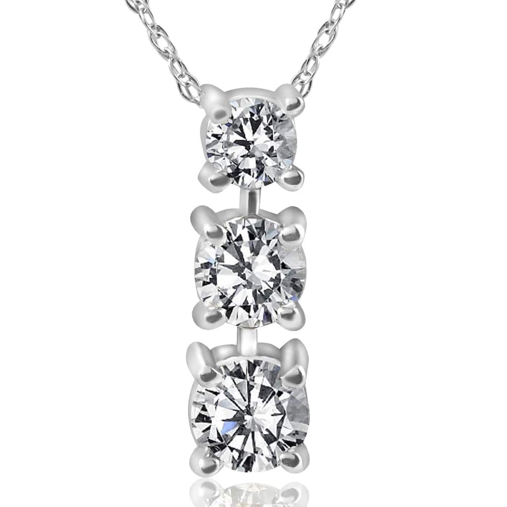 14k White Gold 1/2 ct TDW 3-Stone Diamond Pendant (I-J, I2-I3)
