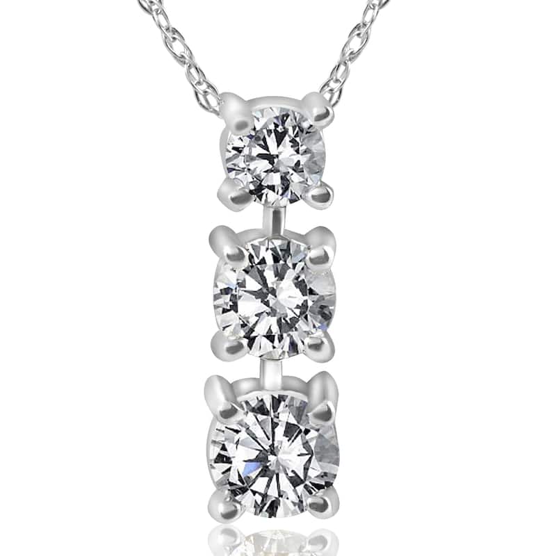 14k White Gold 1/2 ct TDW 3-Stone Diamond Pendant (I-J, I2-I3)