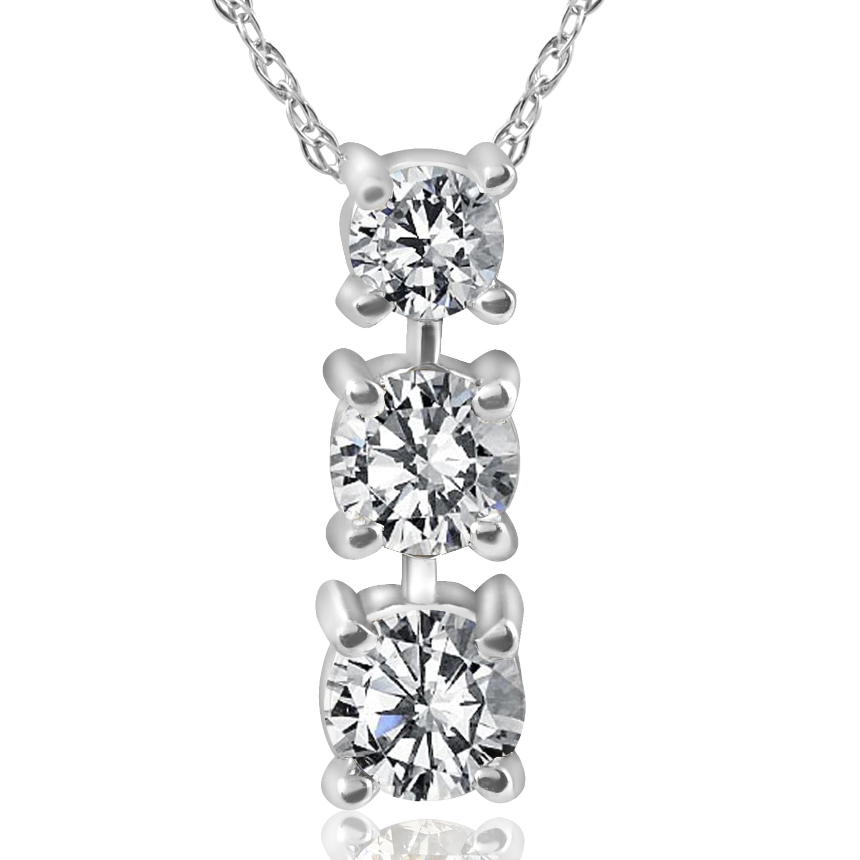 Bliss Diamond 14k White Gold 1/2 ct TDW 3-Stone Diamond Pendant (I-J, I2-I3)