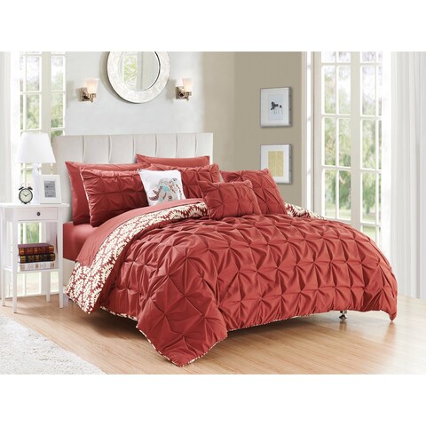 Chic Home Yabin Brick Red 10-piece Reversible Complete Bed in a Bag Comforter Set