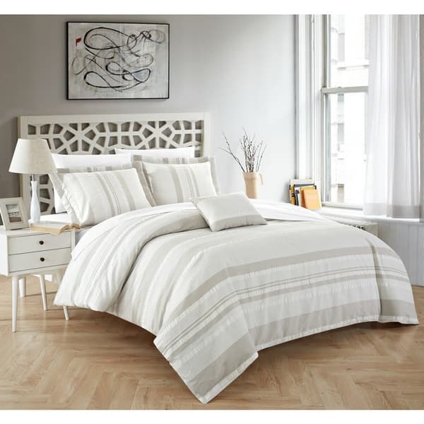 Shop Chic Home Devon 4 Piece 100 Cotton Beige Duvet Cover Set