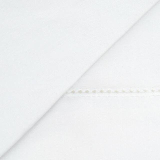 Hemstitch 400 Thread Count Cotton Sateen Weave Solid Color 4-Piece Bed Sheet Set - White - Queen