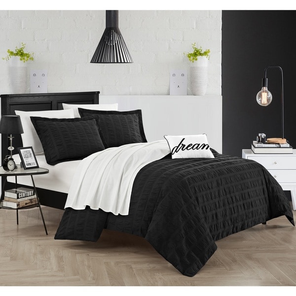 Shop Chic Home Tornio 4piece Cotton Black Duvet Cover Set Free