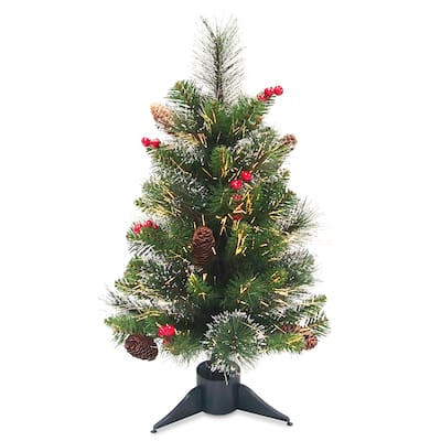 National Tree Company 2 ft. Fiber Optic Crestwood Spruce Tree - 2 ft