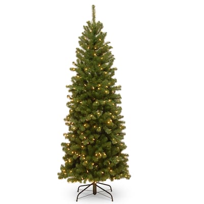 National Tree Company 6 ft. Spruce Pencil Slim Tree with Clear Lights - 6 Foot