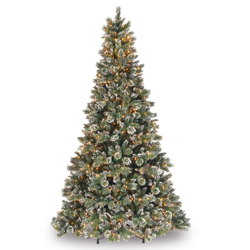 National Tree Company 9 ft. Glittery Bristle Artificial Pine Tree with Clear Lights - 9 Foot