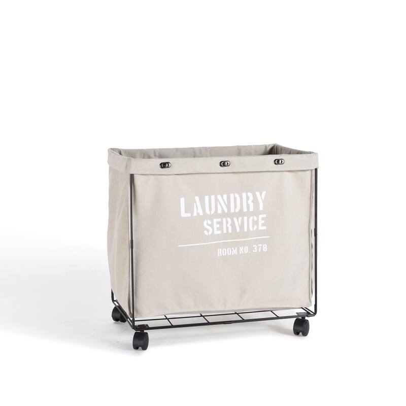 Danya B. Army Canvas Laundry Hamper on Wheels