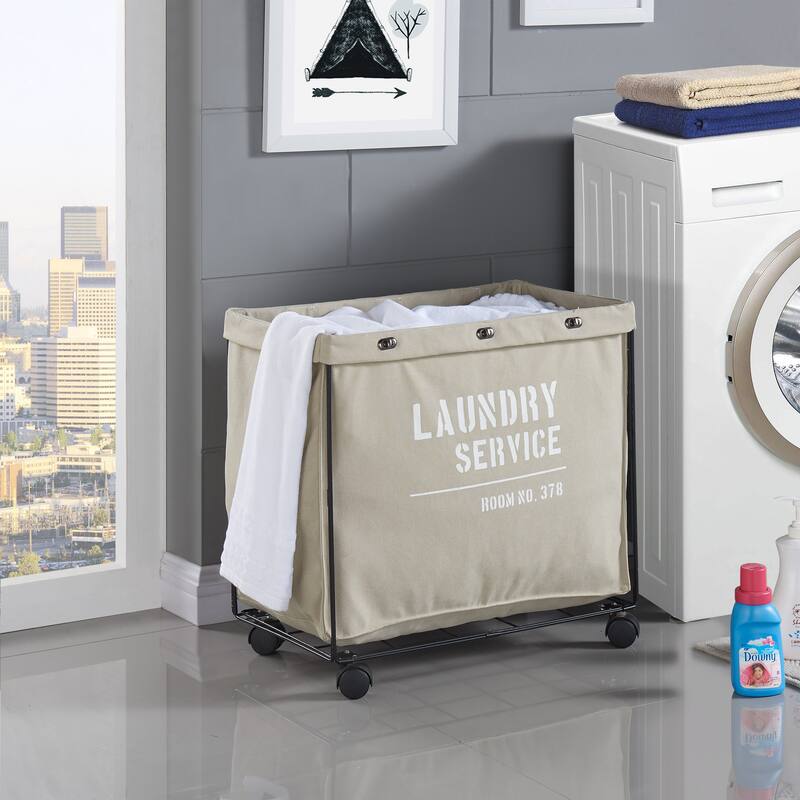 Danya B. Army Canvas Laundry Hamper on Wheels