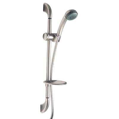 Builders Shoppe 4210 Brass Slide Bar with Adjustable-height Massage Hand-held Shower and Soap Dish - Silver