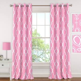 Pink Ikat Curtains D Online At Our Best Elrene Emery Blackout Room Darkening Grommet Linen Curtain Panel