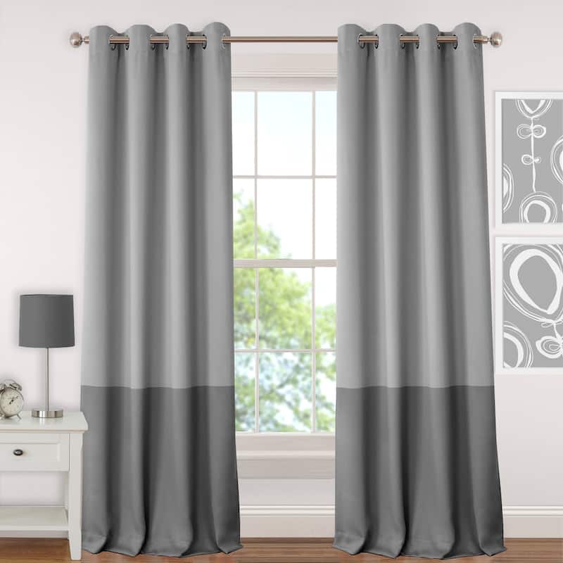 Elrene Madeline Juvenile Room Darkening Grommet Curtain Panel - 52" W X 95" L - Grey
