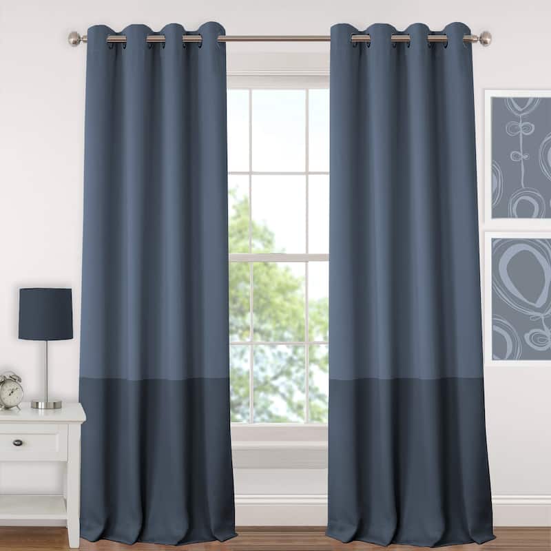 Elrene Madeline Juvenile Room Darkening Grommet Curtain Panel - 52" W X 95" L - Navy