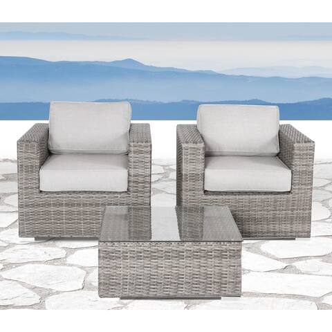 Living Source International Verona Wicker 3-piece Deep Seating Group with Cushion