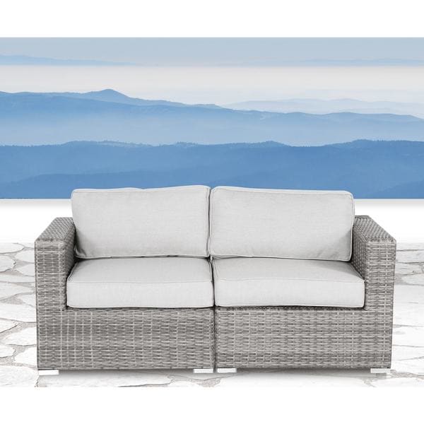 Living Source International Verona Wicker Loveseat with Cushions