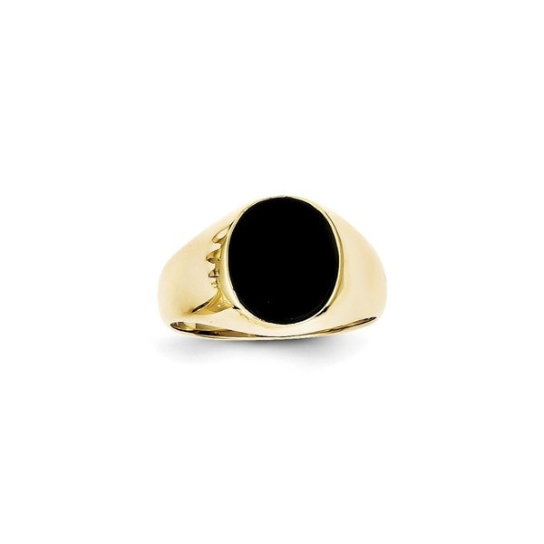 10K Yellow Gold Polished and Satin Onyx Men's Ring by Versil. Opens flyout.