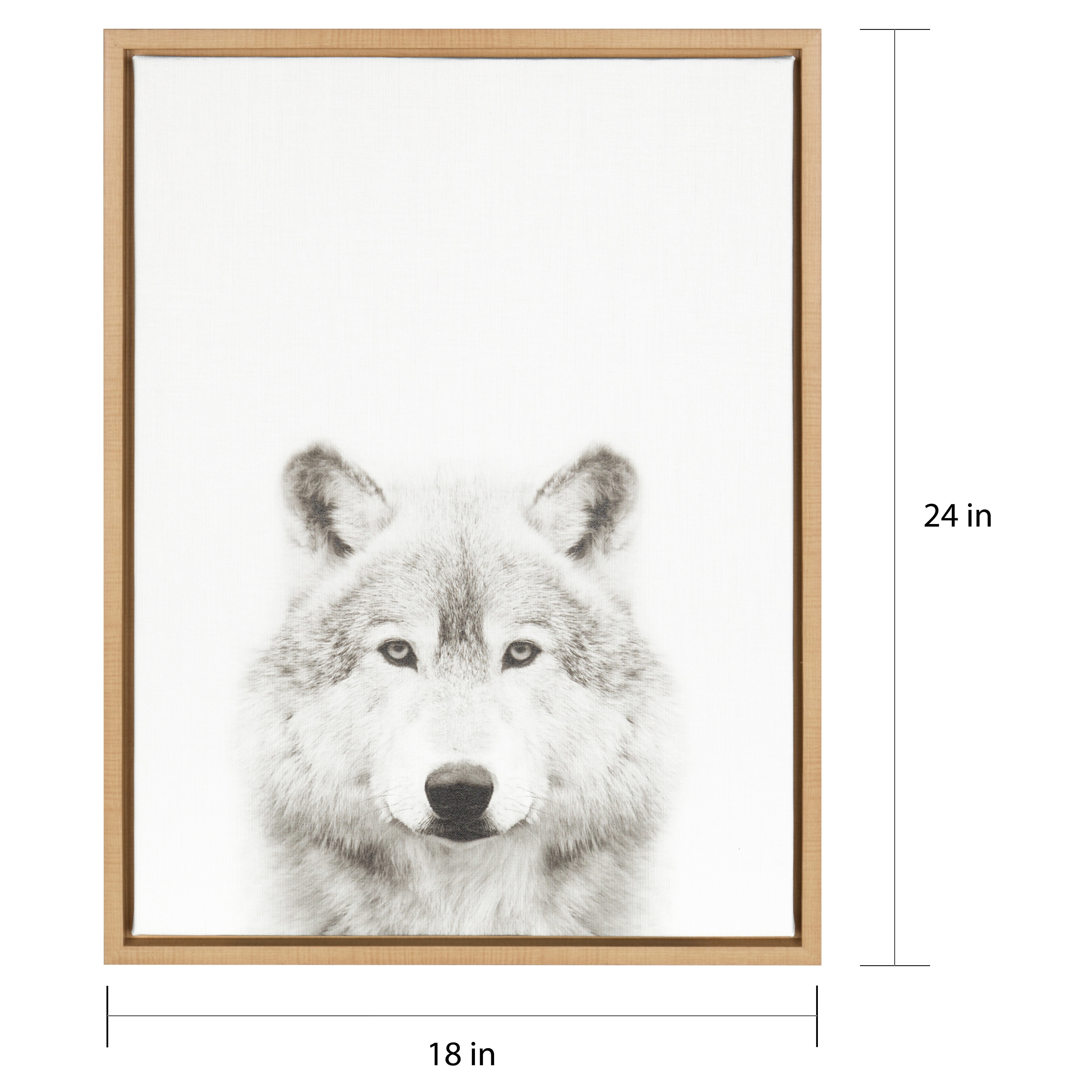 Kate and Laurel Simon Te Tai 'Sylvie Wolf' Black and White Portrait Natural  Framed Canvas Wall Art On Sale Bed Bath  Beyond 16402589