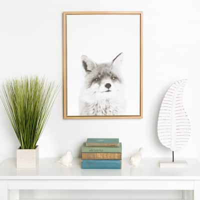 Kate and Laurel Sylvie Simon Te Tai 'Fox' Black/White Portrait Natural Framed Canvas Wall Art
