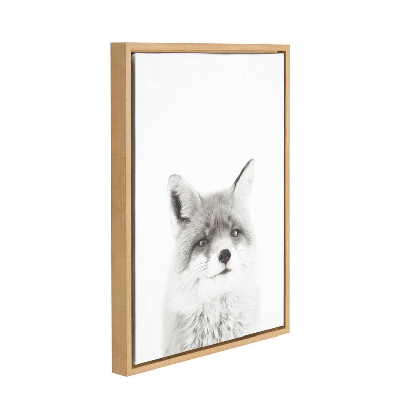 Kate and Laurel Sylvie Simon Te Tai 'Fox' Black/White Portrait Natural Framed Canvas Wall Art