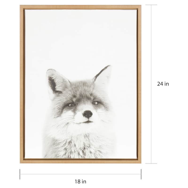 Kate and Laurel Sylvie Simon Te Tai 'Fox' Black/White Portrait Natural Framed Canvas Wall Art