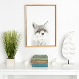 Kate and Laurel Sylvie Simon Te Tai 'Fox' Black/White Portrait Natural Framed Canvas Wall Art