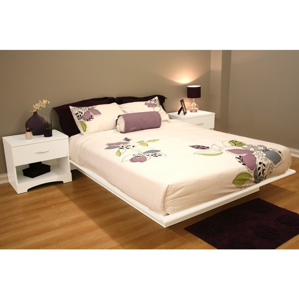 South Shore Step One Queen Platform Bed with Headboard in Black