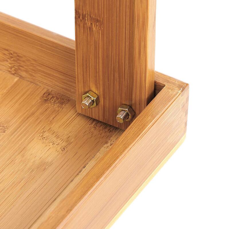 Slatted Bamboo 3-tier Stool Shoe Rack Wood Color