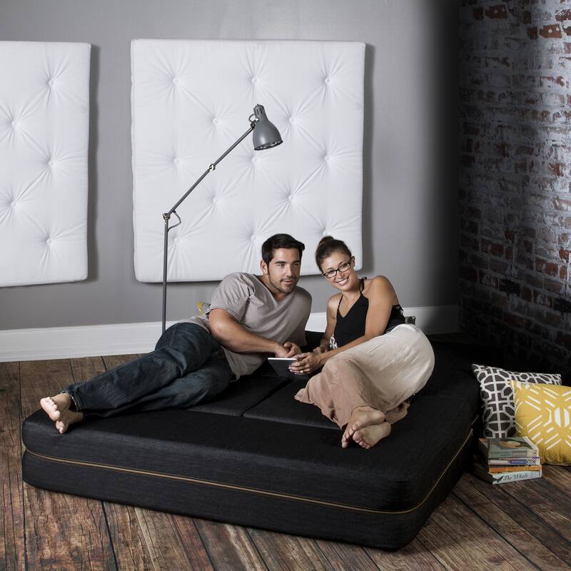 Jaxx Denim Zipline Modular Sleeper Loveseat and Ottomans Set