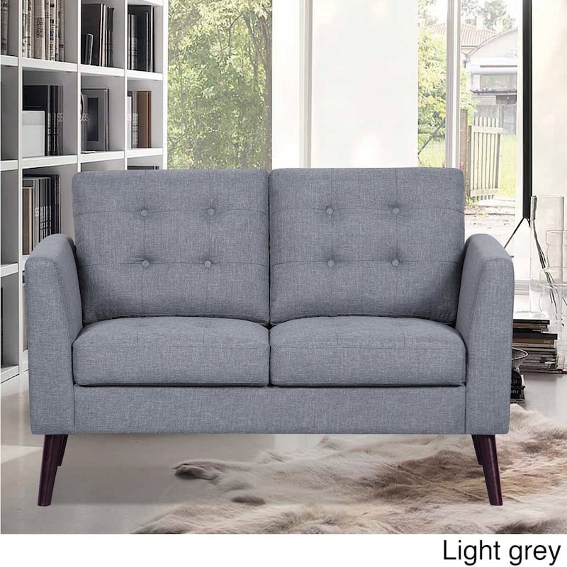 Scully Modern Linen Fabric Button-tufted Upholstered Loveseat