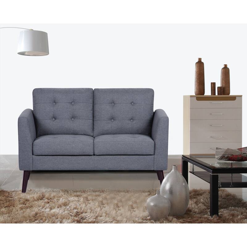 Scully Modern Linen Fabric Button-tufted Upholstered Loveseat