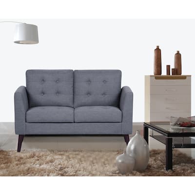 Scully Modern Linen Fabric Button-tufted Upholstered Loveseat