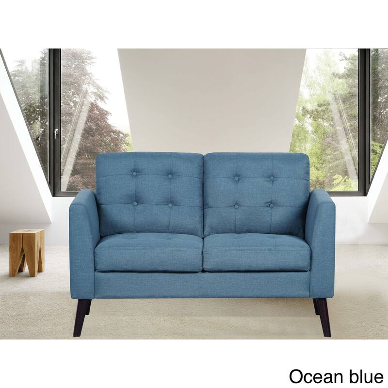 Scully Modern Linen Fabric Button-tufted Upholstered Loveseat