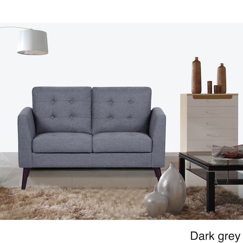 Scully Modern Linen Fabric Button-tufted Upholstered Loveseat