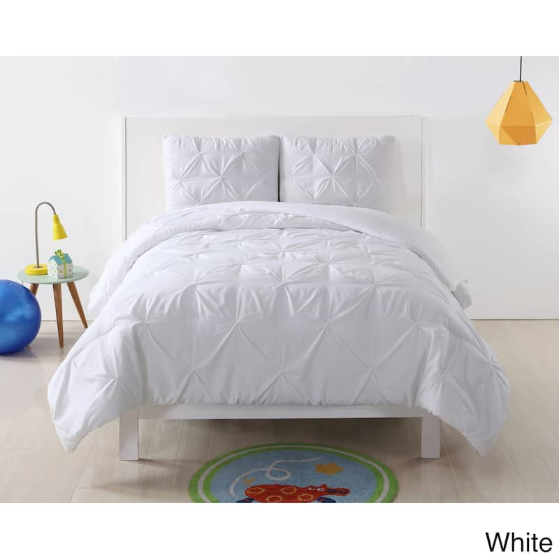 My World Pinch Pleat Solid Reversible Comforter Set - White - Twin - Twin XL