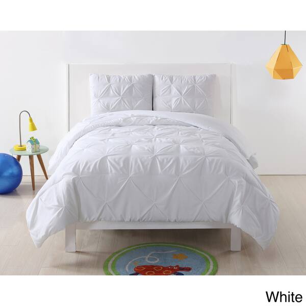 slide 2 of 15, My World Pinch Pleat Solid Reversible Comforter Set White - Full - Queen