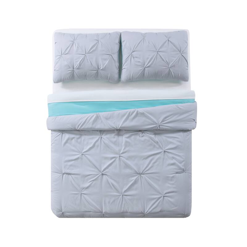 My World Pinch Pleat Solid Reversible Comforter Set