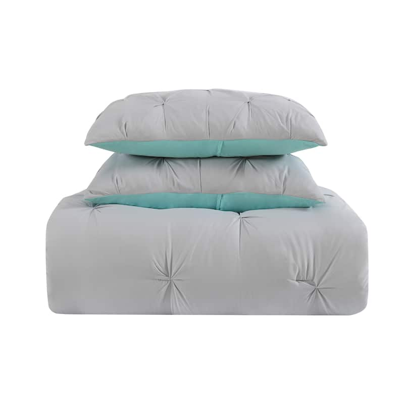 My World Pinch Pleat Solid Reversible Comforter Set