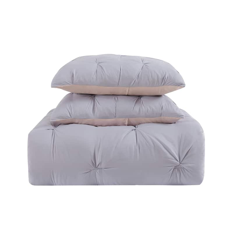 My World Pinch Pleat Solid Reversible Comforter Set