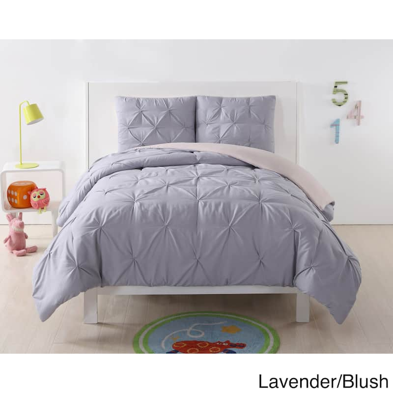 My World Pinch Pleat Solid Reversible Comforter Set - Lavender - Full - Queen