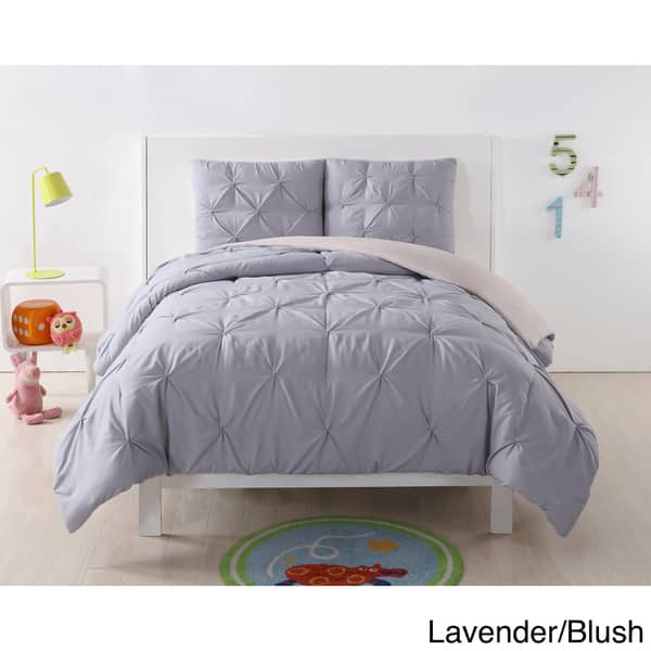 slide 2 of 15, My World Pinch Pleat Solid Reversible Comforter Set Lavender - Full - Queen