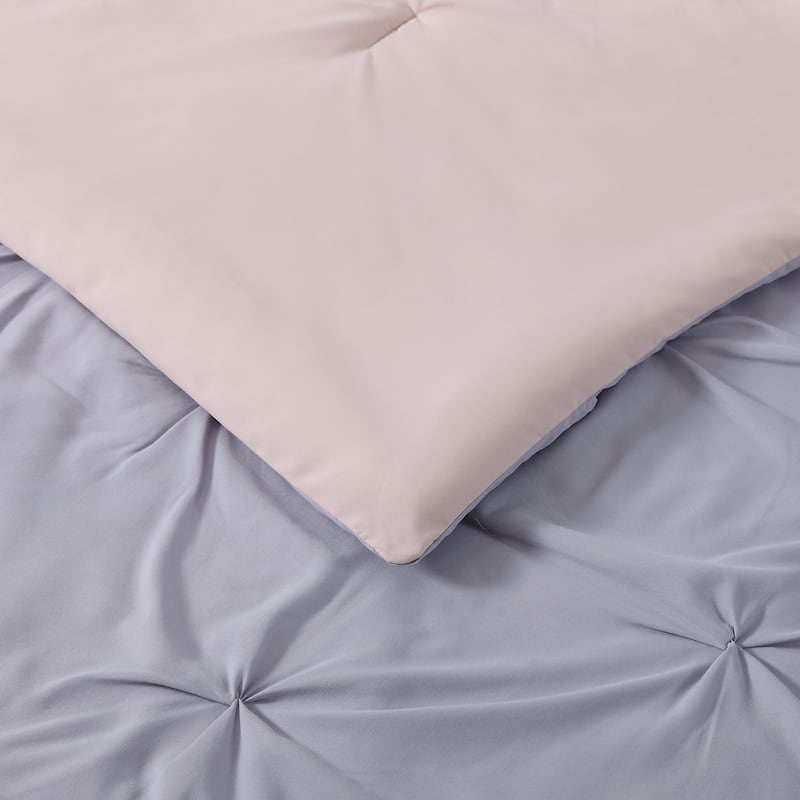 My World Pinch Pleat Solid Reversible Comforter Set