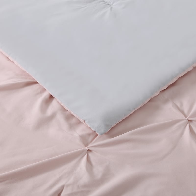 My World Pinch Pleat Solid Reversible Comforter Set