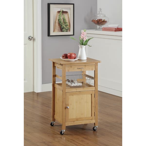 Shop Bamboo Kitchen Cart W Baskets Free Shipping Today