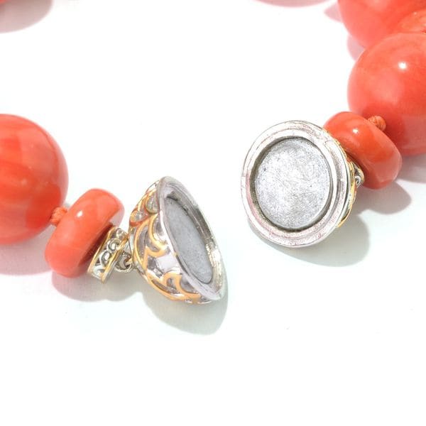 Natural 8mm Peach Quartz 7.5/"Long 925 Sterling Silver Magnetic Clasp Bracelet