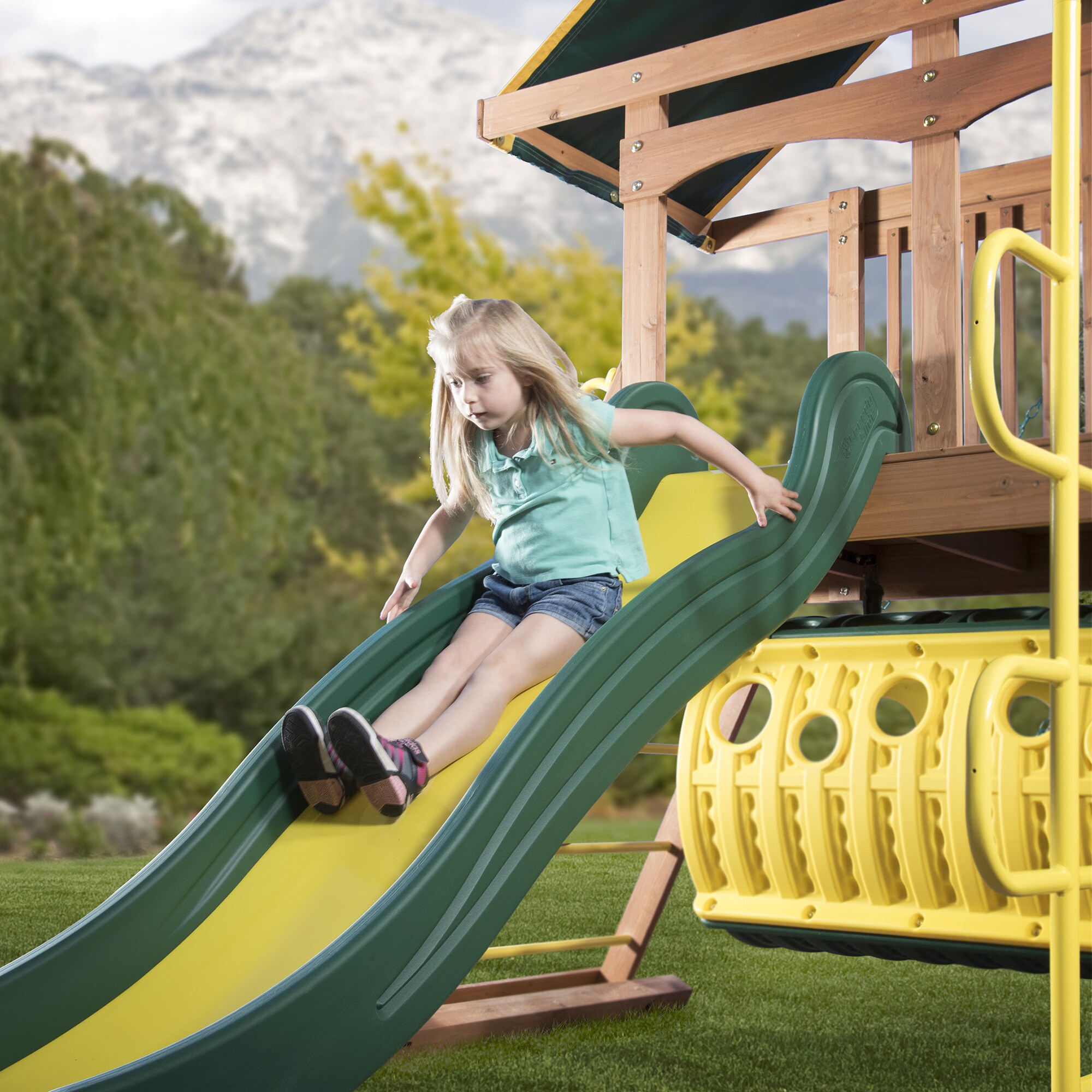 Backyard Discovery Rockin Adventure All Cedar Swing Set Green Overstock 16404144