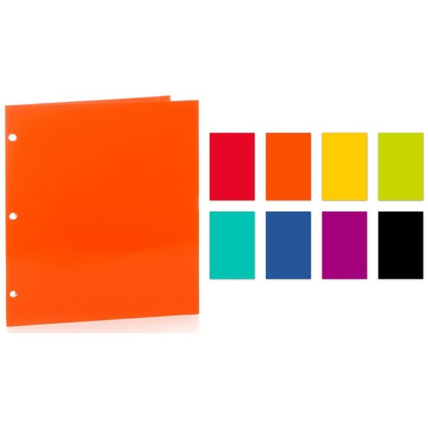 Promarx Portfolios 11.50" x 9.375" 2 Pocket, Economy Paper Portfolios, 3 Hole Punched, Assorted Colors, Colors May Vary, 100PK