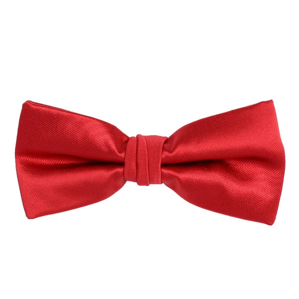 Mens Satin Dark Rose Red and Black pre Tied Adjustable Bow Tie